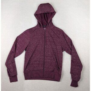 YOUNG USA - WOMEN'S PURPLE HOODED STRETCH KNIT ATHLETIC TRACK JACKET - SIZE S